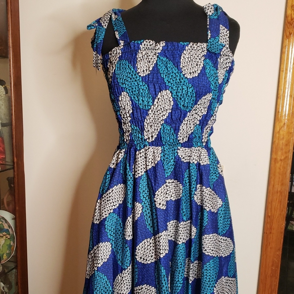 Elegant Blue and White Maxi Dress